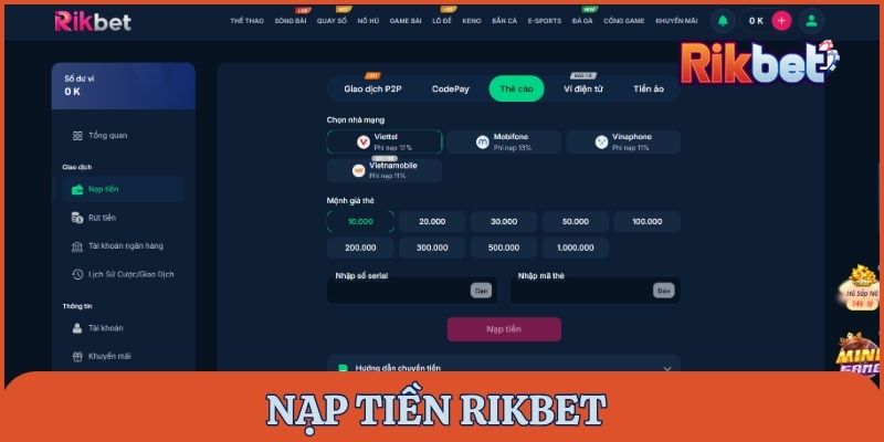 nạp tiền Rikbet